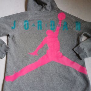 Jordan Jacket Medium Fleece Spell Out Hooded‎ Jump Man Retro Colorful Pink